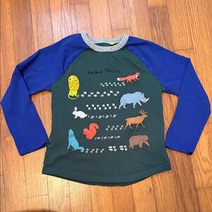 Boden Green and Blue Animal Tracks Long Sleeve Tee